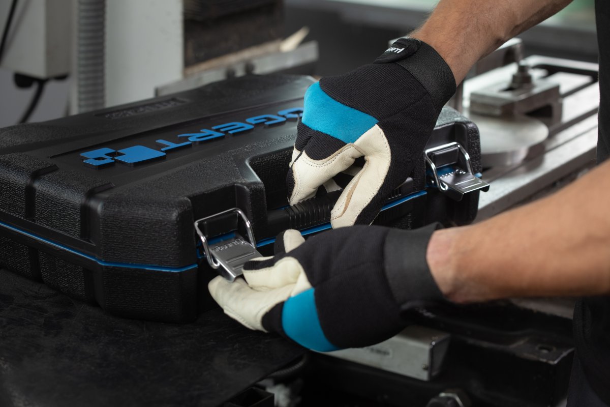 STOR rękawice skórzane mechaniczne (skóra kozia) czarno/niebieskie 9-10 - obrazek 3