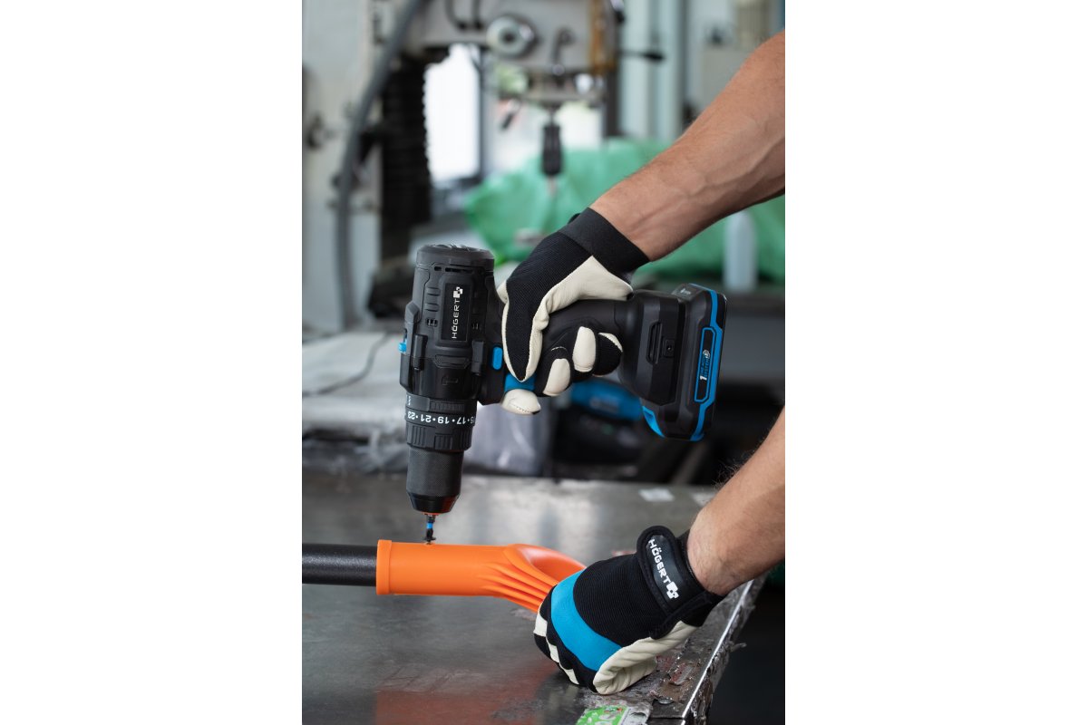 STOR rękawice skórzane mechaniczne (skóra kozia) czarno/niebieskie 9-10 - obrazek 2